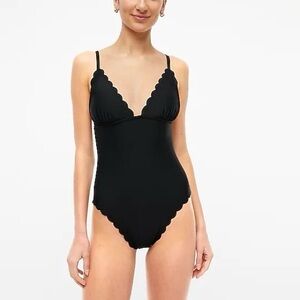 J.CREW SCALLOPED BLACK ONE-PIECE SWIMSUIT SZ M NWT
